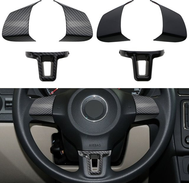 Lenkradabdeckung für Volkswagen VW Jetta Golf 6 Bora Polo Touran Eos Caddy 2009-2014 in Schwarz - Bild 1