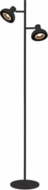 Licht-Erlebnisse Stehlampe Schwarz aus Metall, 2-flammig und schwenkbar, GU10, Höhe: 138 cm - Bild 1