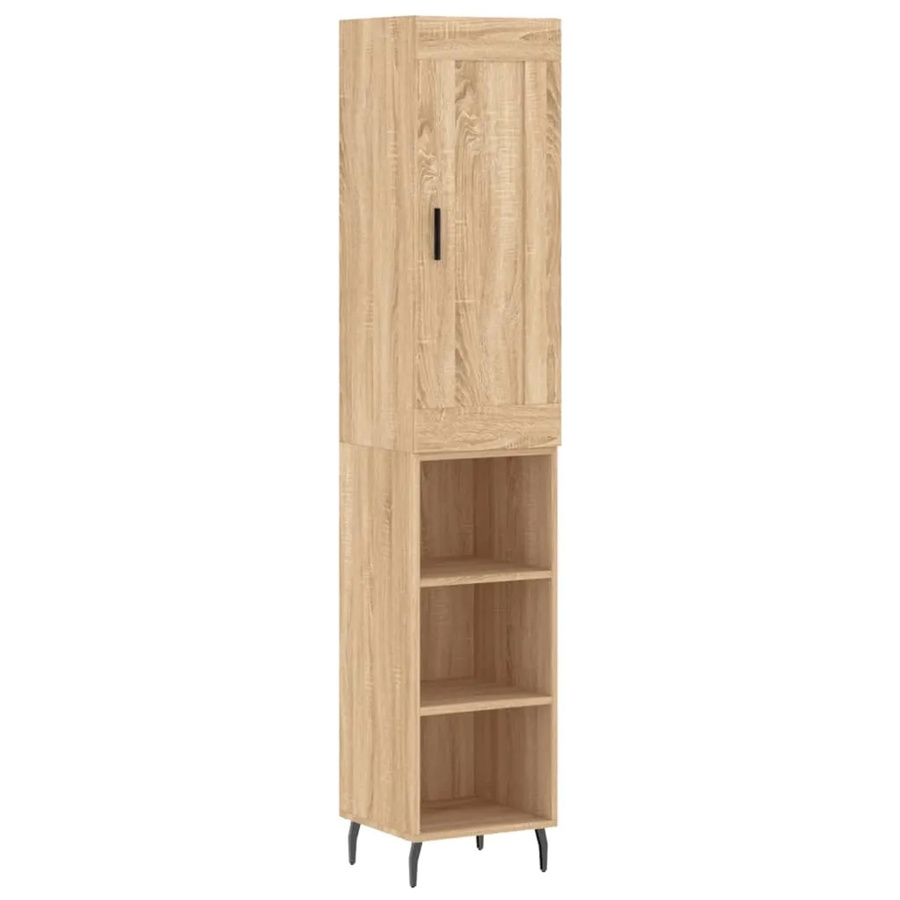 vidaXL Highboard Sonoma-Eiche, Farbe Braun, B/T/H: 34,5 x 34 x 180 cm - Bild 2