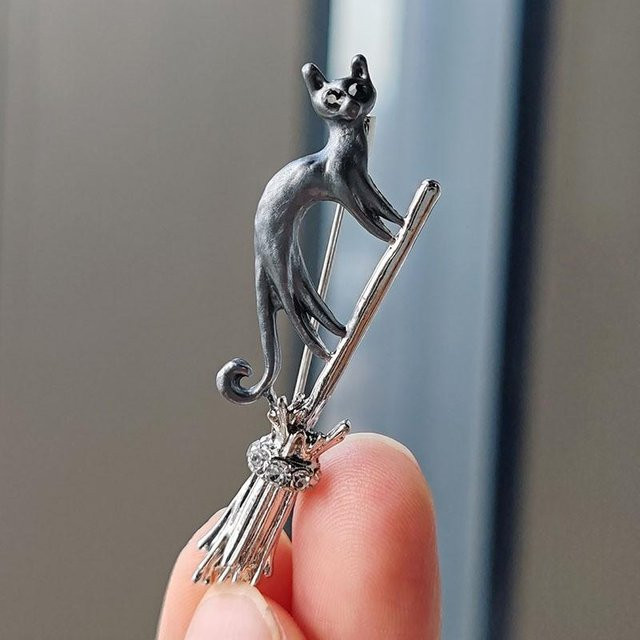 XYNN Brosche, Emaille, Katze, Silber, Unisex - Bild 1