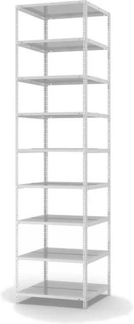 PROREGAL Aktenregal mit Schraubsystem in Lichtgrau, 9 Ebenen, H x B x T: 290 x 75 x 60 cm, Fachlast 90 kg, beidseitig nutzbar mit Deckboden - Bild 1