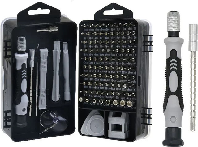 CAOWTAN Präzisions-Schraubendreher 115-in-1 Set Multifunktionales Reparaturwerkzeug mit 98 magnetischen Bits - Bild 1