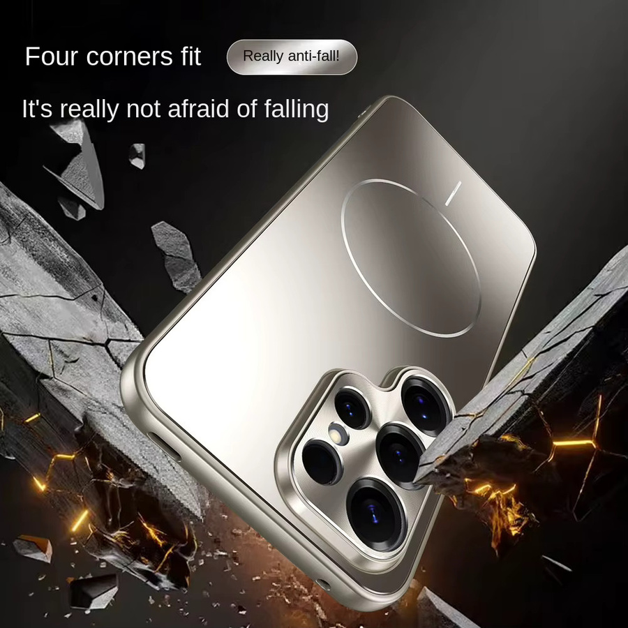Metall-Linsenschutzabdeckung mit galvanisierter Mikromatte und Magnetring-Gehäuse für Samsung S26 Ultra, S25, S24 und S23 Plus in Pink - Bild 5