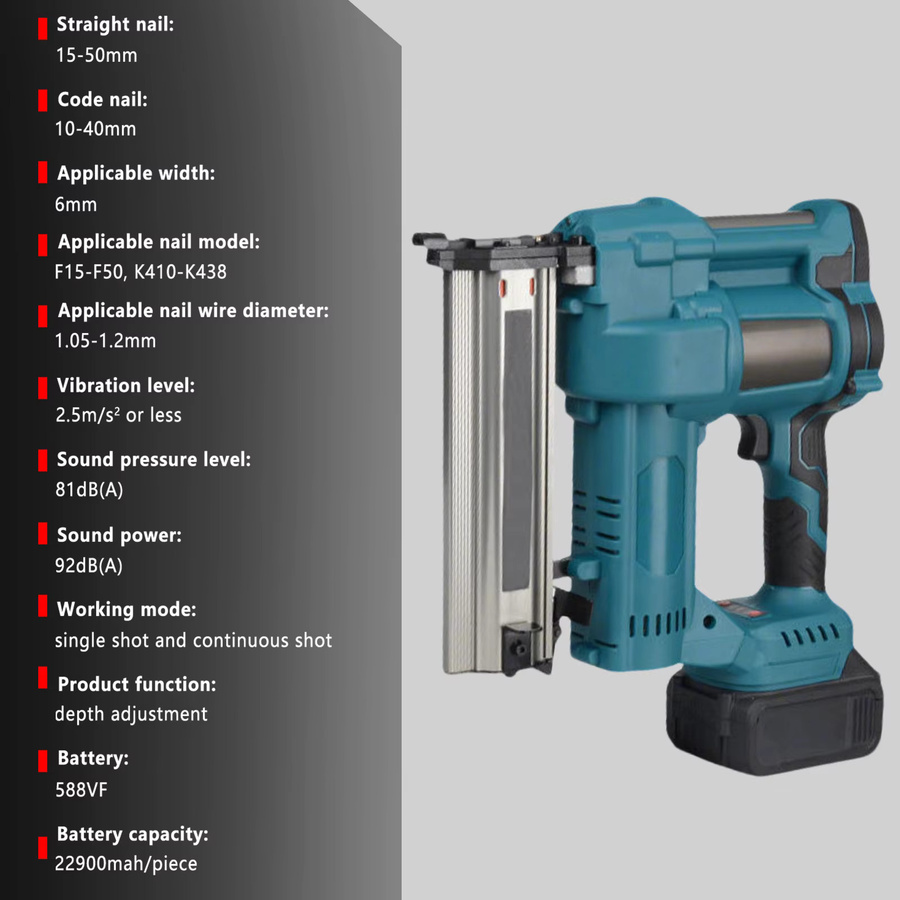 DWiusty 2-in-1 Bürstenloser Elektrischer Nagel- und Klammerautomat F15-50 / K410-438 in Blau mit 4 Betriebsmodi, kompatibel mit Makita-Akkus, inklusive 2 Akkus, Ladegerät und Akkustandsanzeige - Bild 3
