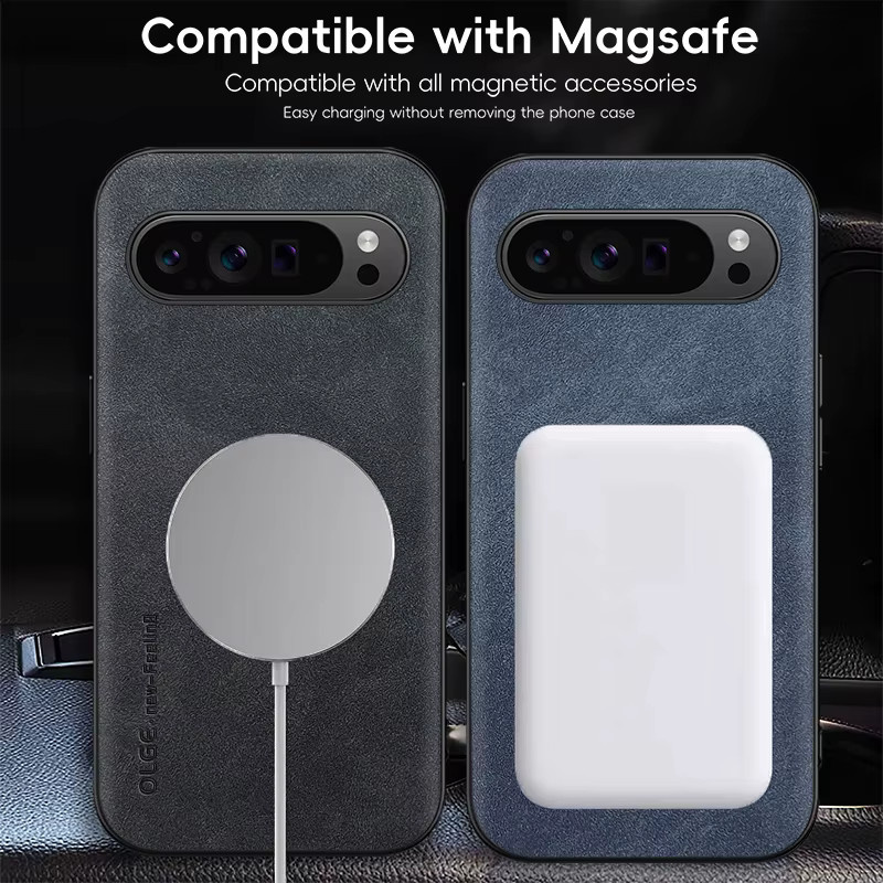 Retro Business PU-Leder Schutzhülle für Google Pixel 10, 9 und Pro XL 5G in Braun mit magnetischer Aufladung und stoßfestem Design - Bild 3