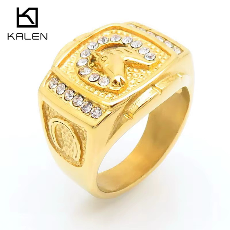 Kalen Ring Edelstahl, Vergoldet, Vintage, Unisex - Bild 3