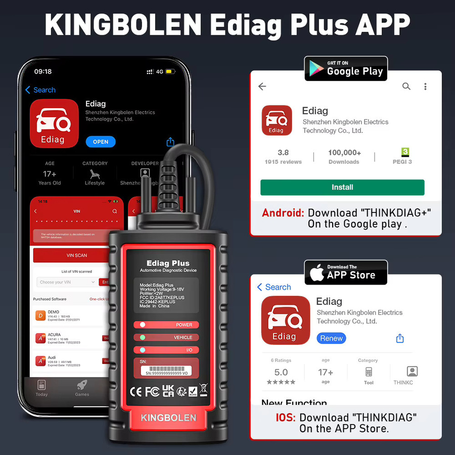 KINGBOLEN Ediag Plus Bluetooth-Scanner Schwarz: Bidirektionales OBD2-Diagnosetool für alle Systeme mit ECU-Codierung, kompatibel mit iOS und Android - Bild 7