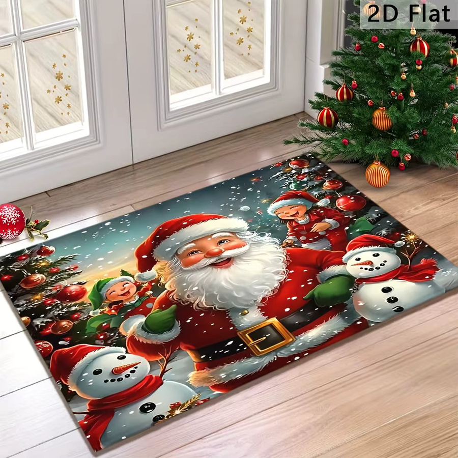 VIKAMA Weihnachtliche Fußmatte mit Cartoon-Weihnachtsmann und Elf für den Eingangsbereich und zur Home Dekoration - Bild 3