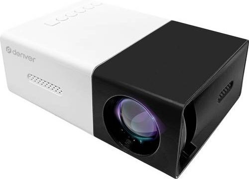 Denver Beamer PR-800B Mini LED Beamer in Schwarz mit Full HD Auflösung, 15 ANSI-Lumen und Fernbedienung