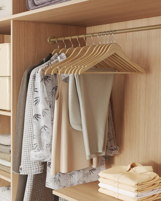 SONGMICS Kleiderbügel aus Holz, 30er Set, braun, mit Einkerbungen und 360 Grad drehbarem Haken - Bild 1