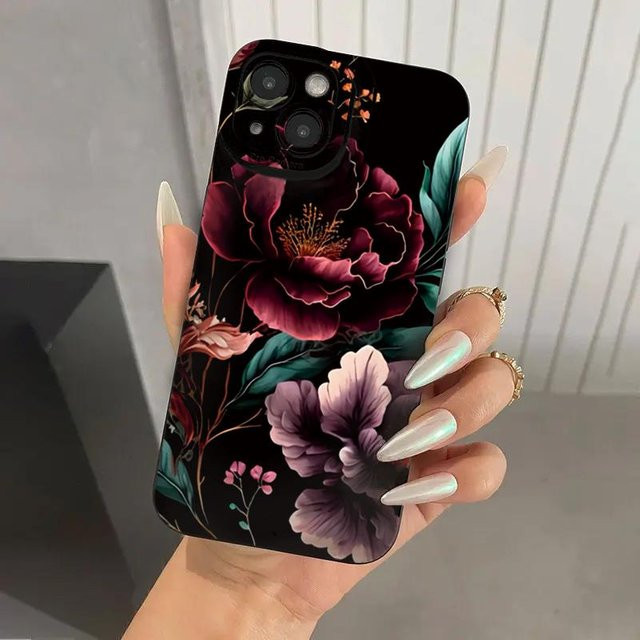 Handyhülle mit Vintage Blumenmuster für Samsung Galaxy S25 S24 S23 S22 S21 Ultra Plus FE A56 A36 A35 A55 A34 A54 A33 A53 A52 A15 in Grau - Bild 1