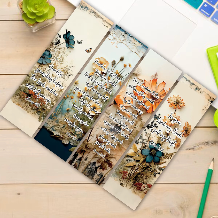 30 Stück Vintage-Blumen-Lesezeichen mit christlichen Bibelversen in Mehrfarbig aus Papier - Bild 1