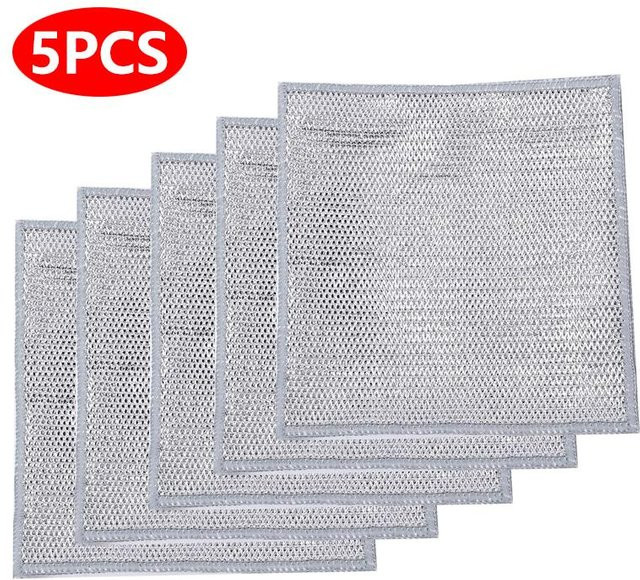 5er Set LChome Reinigungstücher aus doppellagigem Edelstahl-Drahtgeflecht, silber, Durchmesser: 20 cm - Bild 1