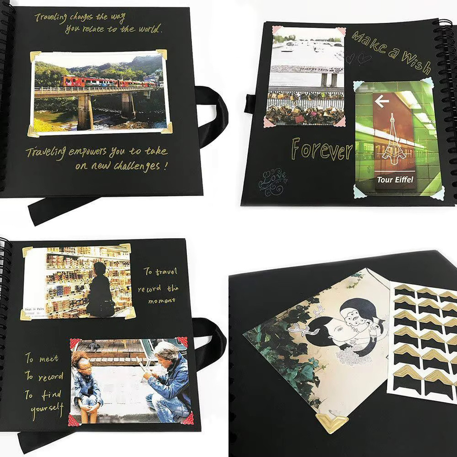 ZK20 Scrapbook Erinnerungsbuch in Schwarz mit 80 Seiten für DIY Fotoalben und Hochzeitsgeschenke - Bild 2