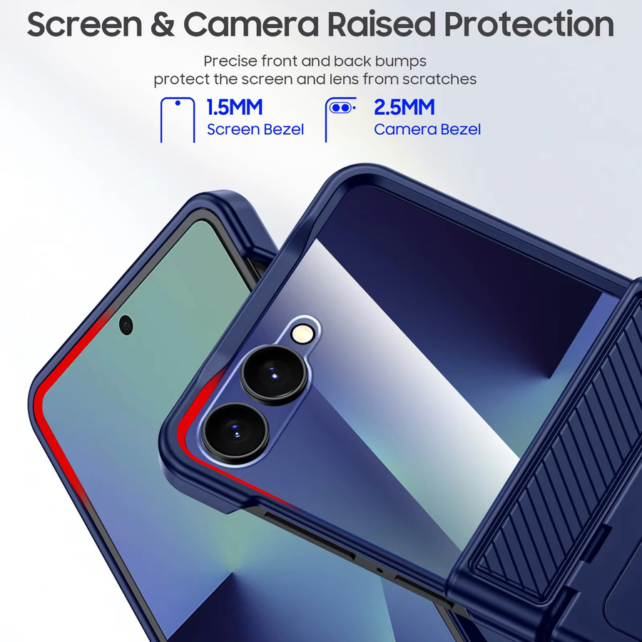 BANGZAO Handyhülle für Galaxy Z Flip 7 mit Kartenhalter, RFID-Schutz und HD-Schutz, Blau - Bild 6