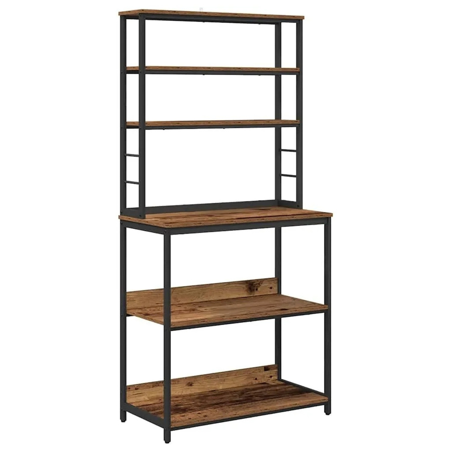 vidaXL Küchenregal im Industrial Design aus Holzwerkstoff und Stahl, Braun, B/T/H: 80 x 40 x 168 cm - Bild 2