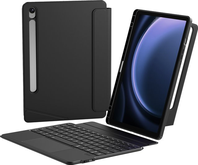 Samsung Tastaturhülle mit Touchpad für Galaxy Tab S10 FE, S9 FE und S9 im Hoch- und Querformat, Schwarz - Bild 1