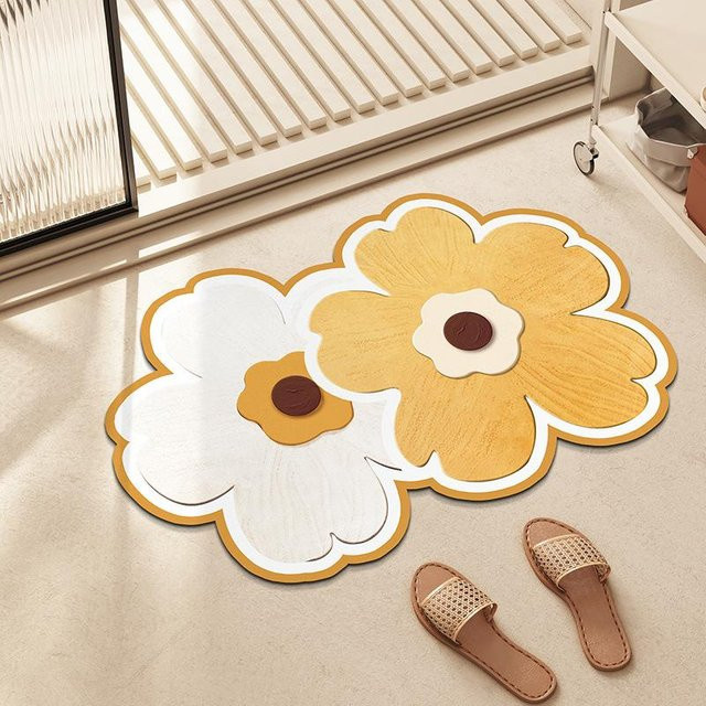 Saugfähige und rutschfeste Badezimmermatte mit Blumenmuster von Yiran Furniture, Mehrfarbig, B/T: 60 x 40 cm - Bild 1