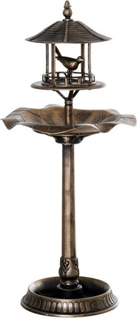 Outsunny Vogeltränke mit Blumenkübel aus Kunststoff in Gold, Höhe: 113 cm, Durchmesser: 50 cm