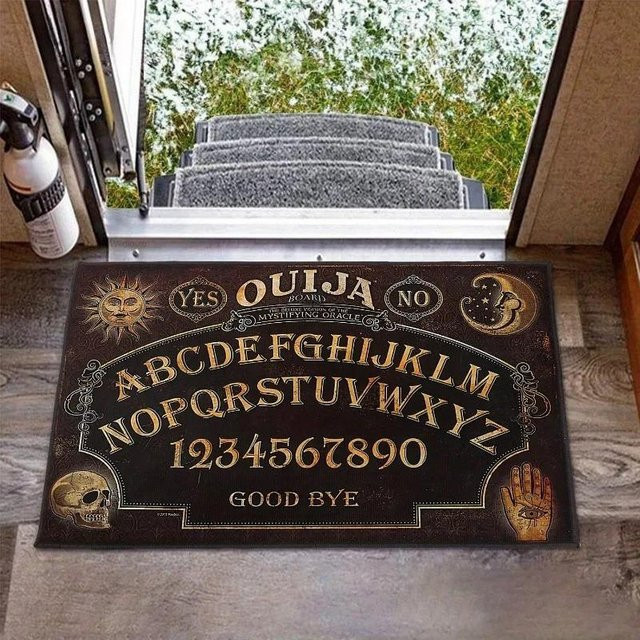 Rouxin thirteen Halloween Fußmatte mit Ouija-Schädel-Motiv, Schwarz, B/T: 80 x 50 cm - Bild 1