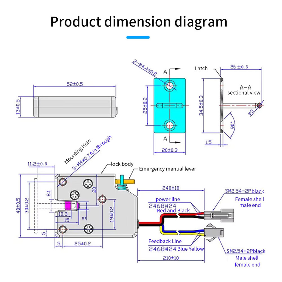 Asia-Teco Elektroschließzylinder DC5/12/24 V mit Anti-Vibration und geringem Stromverbrauch als universelles elektrisches Magnetschloss - Bild 2