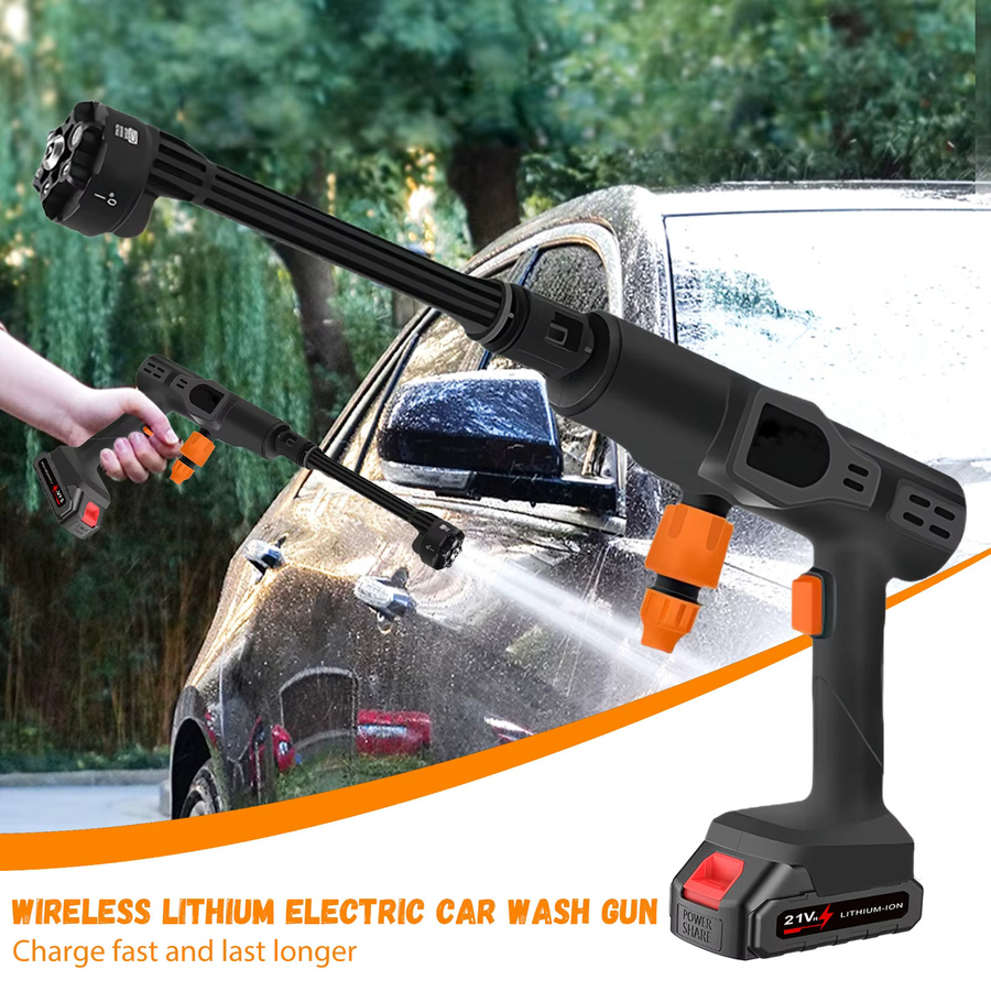 TKKEACE 6-in-1 Kabelloser Hochdruckreiniger in Schwarz mit Akkubetrieb für Auto, Haus und Garten - Bild 4