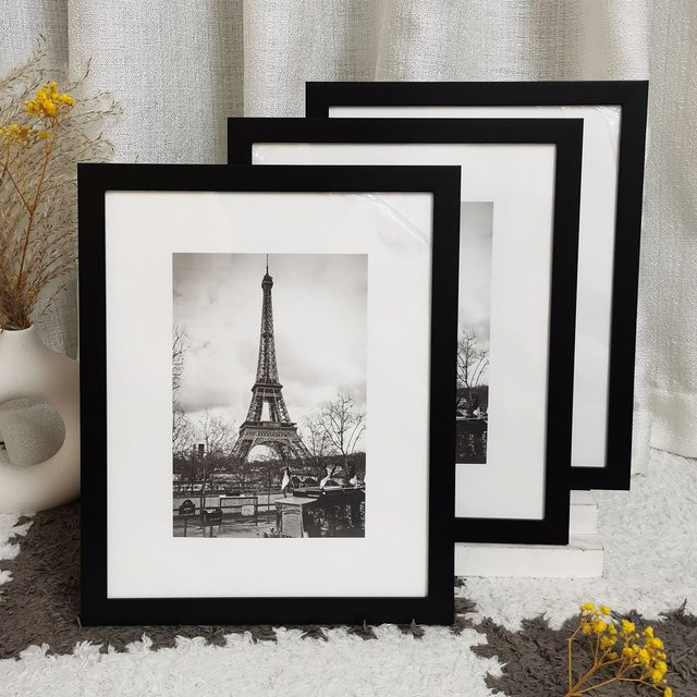 3er-Pack Bilderrahmen-Set von VCC aus Kunststoff in Schwarz und Weiß, rechteckig, für Tisch oder Wandaufhängung, Format 10 x 15 cm - Bild 1