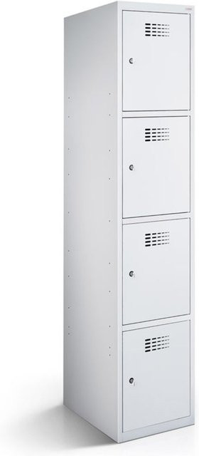 rotstahl Fächerschrank mit 4 Fächern in Hellgrau, B/T/H: 30 x 50 x 180 cm - Bild 1