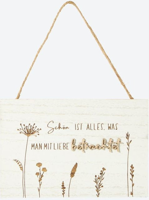 NKD Deko-Schild mit Spruch aus Holz in Weiß, B: 14 cm, H: 21 cm - Bild 1