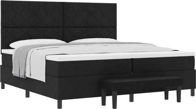 vidaXL Boxspringbett mit Matratze Schwarz Stoff B/T/H: 200 x 200 x 280 cm - Bild 1