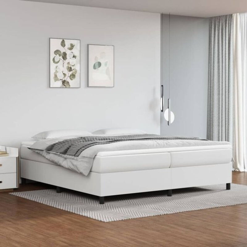 Vidaxl Boxspringbett mit Matratze in Weiß aus Kunstleder, Breite: 200 cm, Tiefe: 200 cm - Bild 1