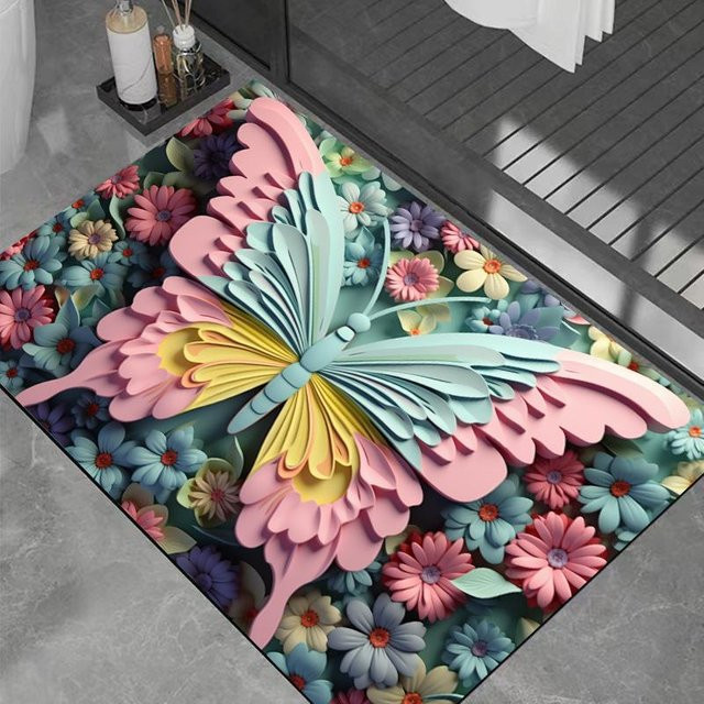Wasserabsorbierende Badezimmer-Fußmatte aus Kieselalgenschlamm von Yiran Furniture, floral, Mehrfarbig, B: 60 cm, T: 40 cm - Bild 1