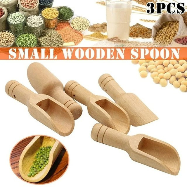 Untior Mini-Holzlöffel in Braun als vielseitiges Küchenbesteck für Salz, Zucker, Mehl oder Milch - Bild 1