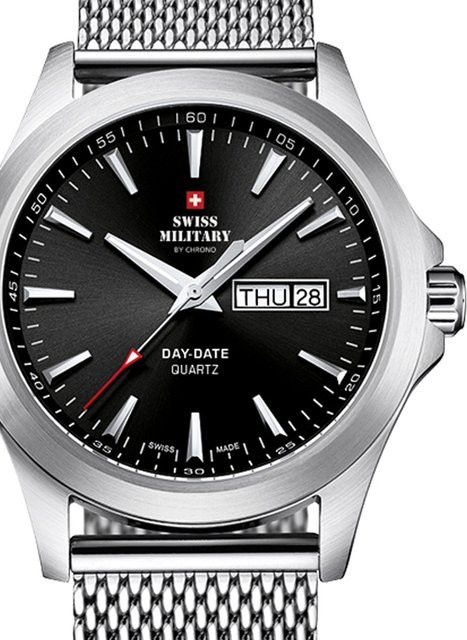 Swiss Military Armbanduhr, Quarz, Edelstahl, 42 mm, Herren, Schwarz - Bild 1