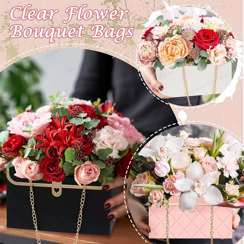Tragbare Blumen-Geschenktasche aus Papier in Blau für Valentinstag, Geburtstag oder Muttertag - Bild 4