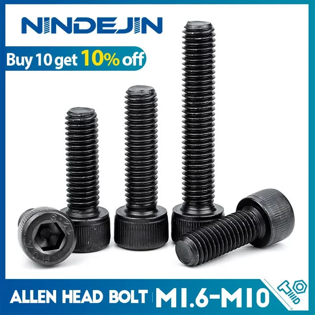 NINDEJIN Innensechskantschrauben DIN912 aus Kohlenstoffstahl Güteklasse 12.9, Farbe: Schwarz, M3 x 40 mm - Bild 1
