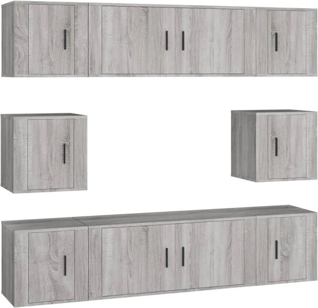 vidaXL 8-teiliges TV-Schrank-Set in Grau Sonoma Holzoptik für dein Wohnzimmer - Bild 1