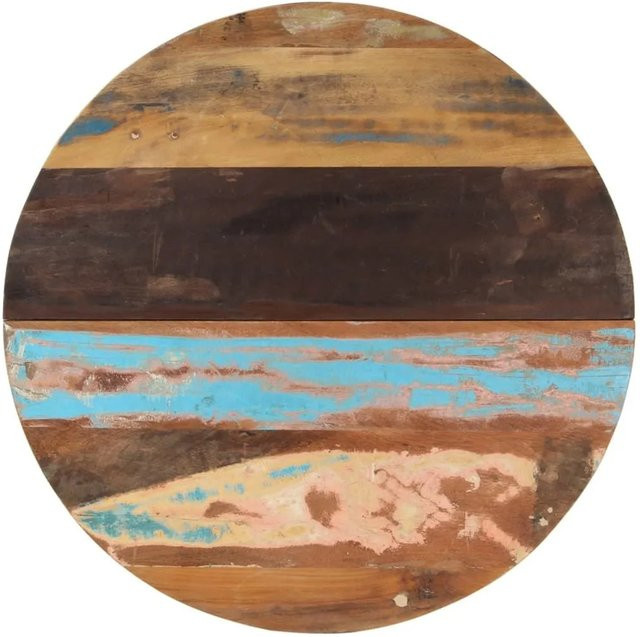 vidaXL Tischplatte Rund aus Massivholz Altholz Mango und Teak lackiert Multicolour Durchmesser: 80 cm, Höhe: 2,5-2,7 cm - Bild 1