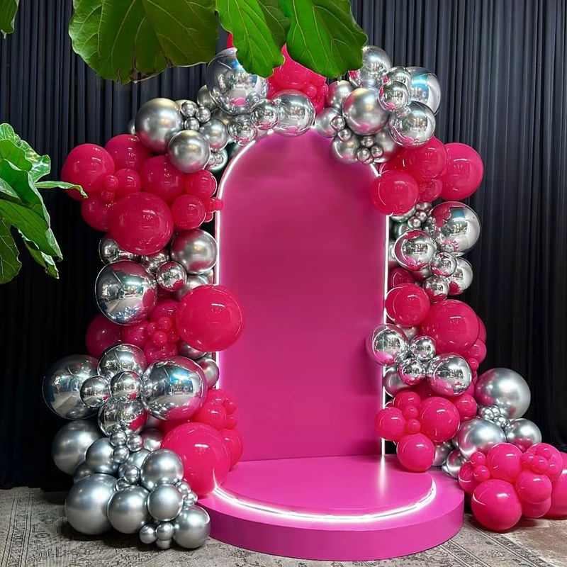 RENYUAN 132-teiliges 4D-Folienballon-Girlandenbogen Set in Rosa und Silber zur Dekoration für Geburtstag, Babyparty, Hochzeit oder Junggesellenabschied - Bild 4