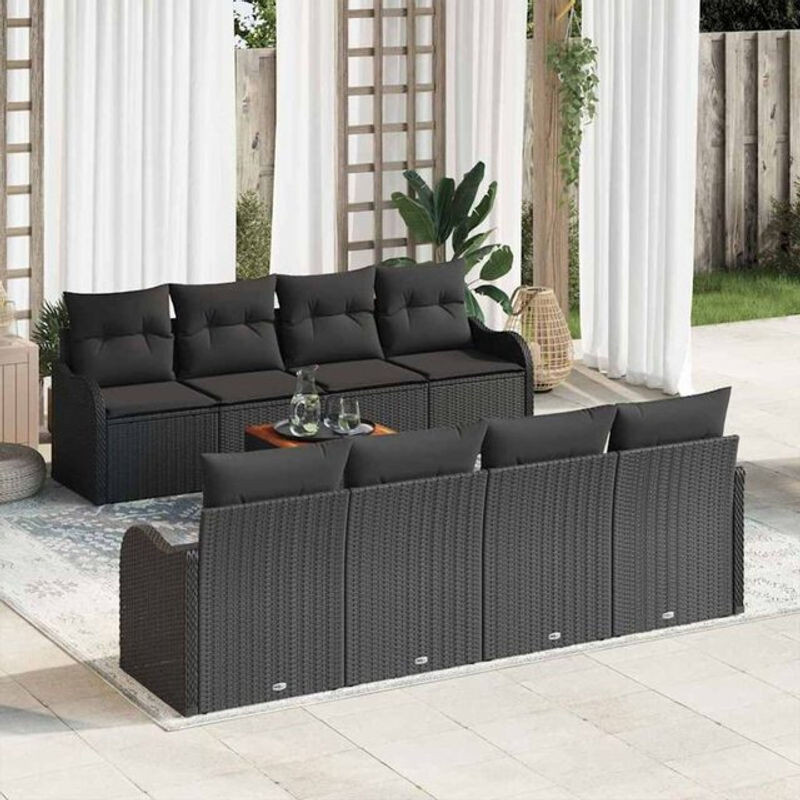 VIDAXL Garten-Sofa-Set aus Polyrattan mit 9 Teilen in Schwarz - Bild 1