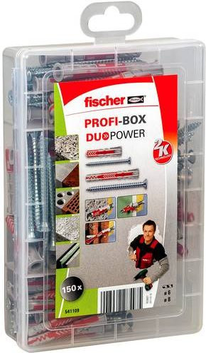 Fischer Profi-Box DuoPower Set mit Schrauben und Nylon-Dübeln in Grau, Rot und Transparent - Bild 2