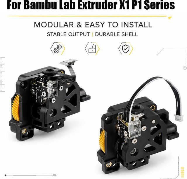 Bambu Lab Extruder aus gehärtetem Stahl für X1, X1C, P1P und P1S 3D-Drucker in Schwarz - Bild 1