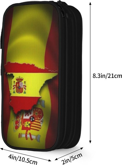 Fancy Style Studio Federmäppchen mit spanischem Flaggen-Design, Multicolour, großes Schreibwaren-Etui für Schule und Freizeit - Bild 1