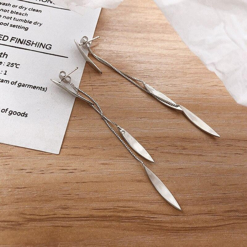 Hängeohrringe 925 Silber, Quaste, Blatt, Damen - Bild 2