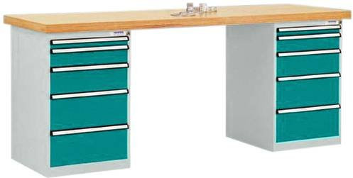 Manuflex Werkbanksystem TP5091.5021 aus Stahl in Wasserblau, B/T/H: 300 x 200 x 70 cm - Bild 1
