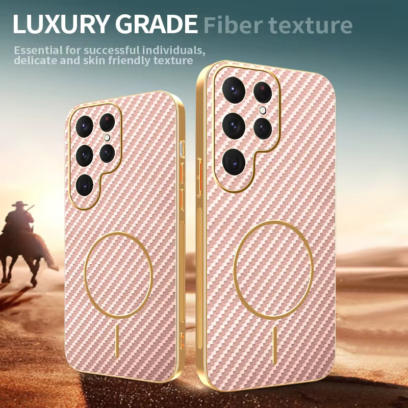 EHUIDE Magnetische Stoßfeste Schutzhülle aus Carbon Faser und TPU für Samsung Galaxy S25 Ultra S24 FE S26 S23 S22 S21 in Schwarz - Bild 2