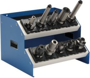 Bedrunka+Hirth CNC-Tischaufsatzgestell mit 2 Etagen und Einsätzen in Blau, B/T/H: 42,5 x 37,5 x 30,0 cm - Bild 1