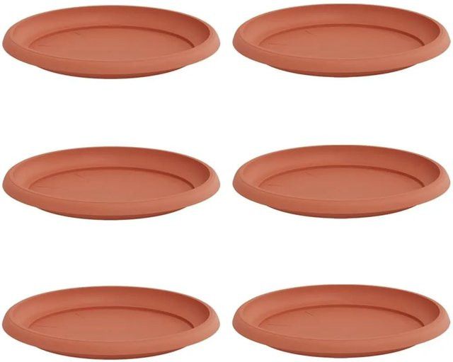 6er Set vidaXL Runde Blumenplatten aus Kunststoff in Ziegelrot, Durchmesser: 23,5 cm, Höhe: 2,5 cm - Bild 1