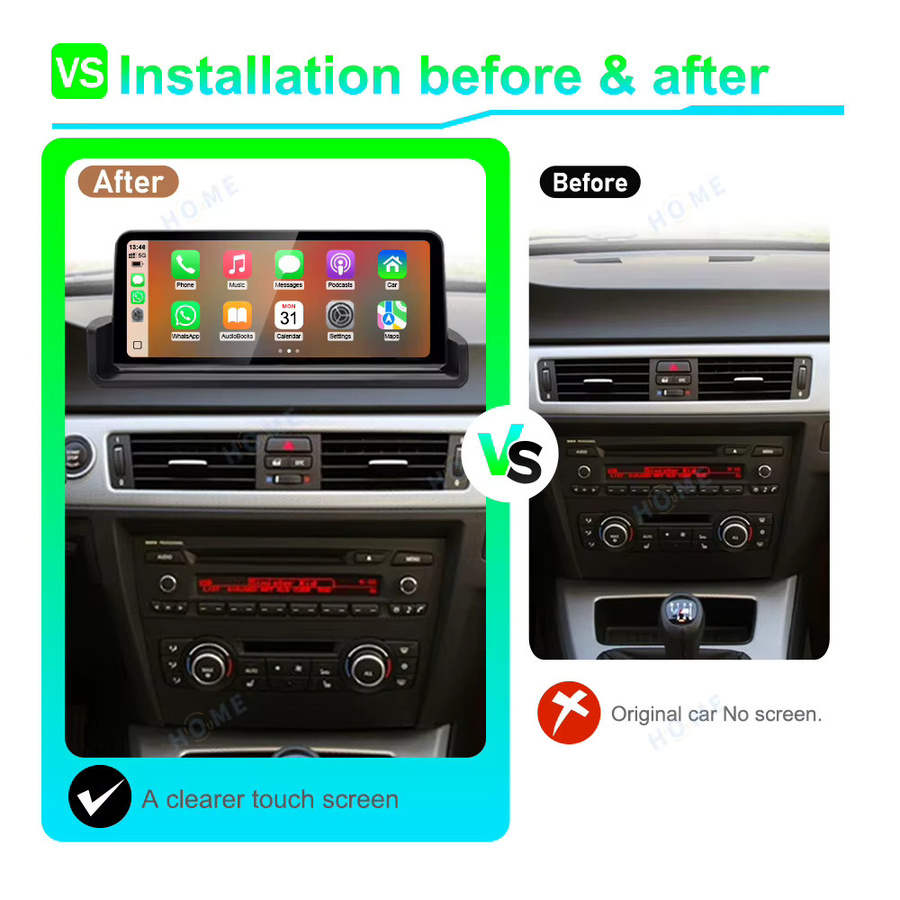 HIOUME Android 15 Auto-Multimedia-Radioplayer mit 10,25 Zoll Touchscreen für BMW 3er Serie E90 E91 E92 E93 M3 2005-2012, Wireless CarPlay und Android Auto, Qualcomm Snapdragon, Schwarz - Bild 2