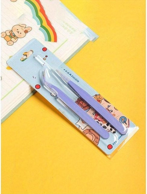 SZwatch 2er-Set Mehrzweck-Pinzetten in Violett für Scrapbook, Washi Tape und DIY Junk Journal aus Edelstahl und Kunststoff - Bild 1